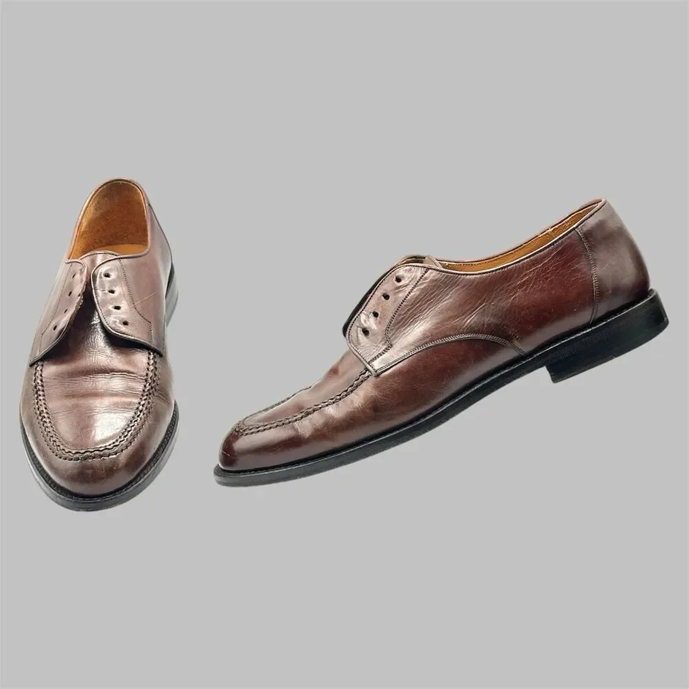 Mezlan Men's Derby Size 8.5 M Brown Leather Moc Toe Dress Shoes Reus No Laces